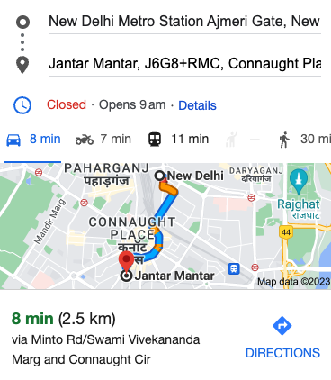 New Delhi metro to Jantar Mantar