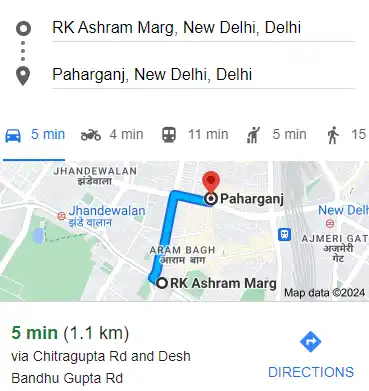 RK Ashram Metro to Paharganj Distance